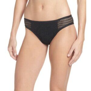 NWT La Blanca "Power Couple" Black Crochet Side Hipster Bikini Bottoms